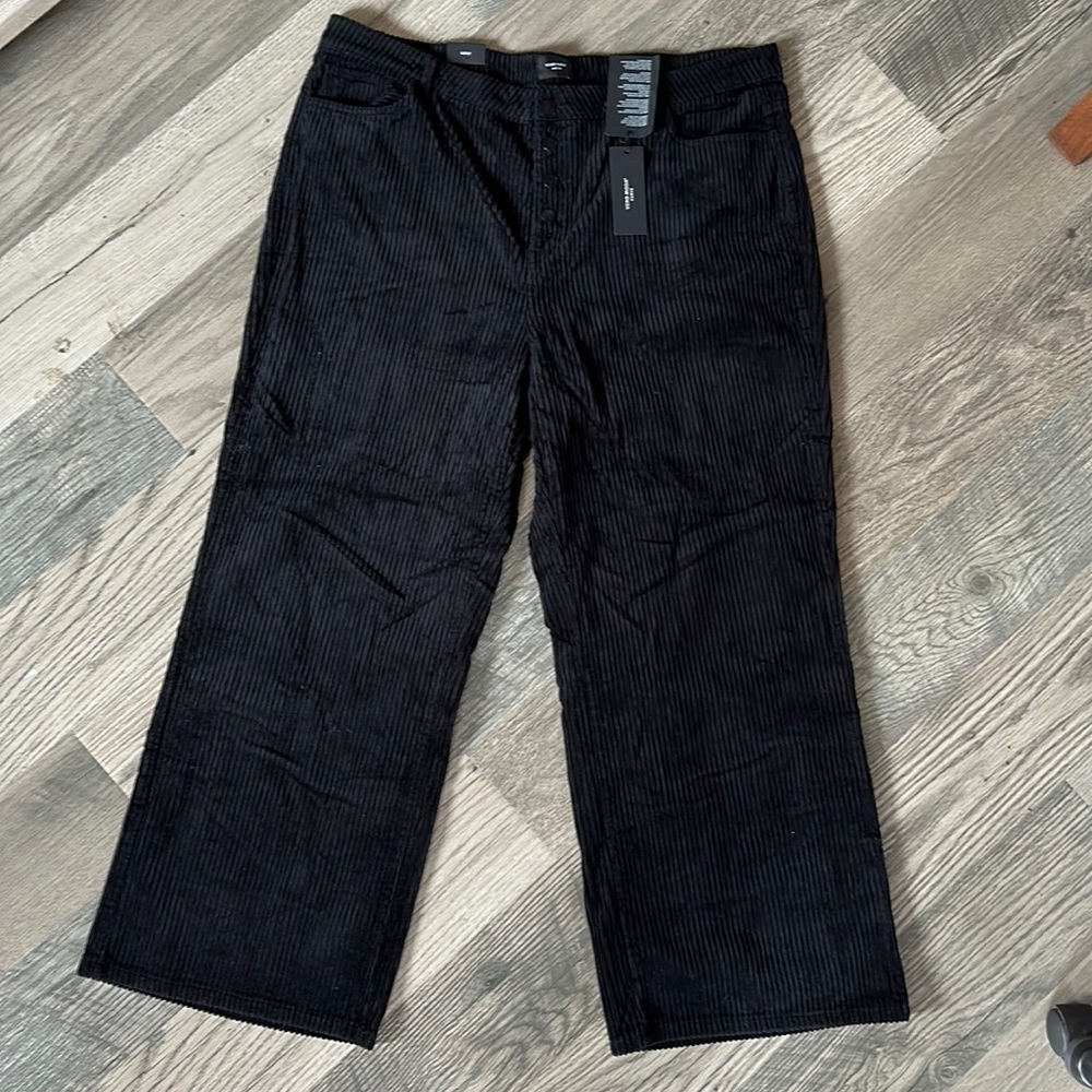 Vero‎ Moda curve NWT Kathy wide leg high rise corduroy pants black  size 20